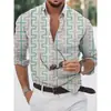 Camisa de Manga Larga de Moda Tendencia Estampado Digital 3D Nueva Primavera y Otoño Transfronteriza Aliexpress Fuente de Fábrica Estilo Coreano Corte Delgado
