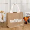 Bolsa de lino vintage bolsa de compras publicitaria personalizada bolsa de yute bolsa de almacenamiento de regalo bolsa de lino bolso de algodón y lino logotipo impreso