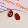 Zhen Tu Elegante Flor de Rosa Perla Ovalada Textura de Arena Líquida Resina Flor Seca Accesorios de Aleación Pendientes Joyería DIY