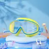 Gafas de natación profesionales impermeables para buceo para niños, con bloques de color, marco grande, ajustables, antivaho, al por mayor