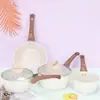 Amazon Transfronterizo Set Imitación Olla a Presión, Cualquier Combinación, Piedra Mármol Beige Cocina de Inducción Juego Universal Olla