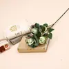 3 rosas artificiales al óleo para decoración del hogar, materiales florales para bodas, decoraciones de rosas para salones de bodas, flores de seda populares para paredes y ventanas