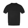 Camiseta de Punto de Manga Corta para Hombre, Verano Ajuste Delgado, Línea Suelta Rayas Esculturales, Color Sólido Casual Cuello Redondo Superior, Moderna