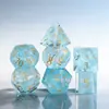 Dados de Cristal K9 Azul Cepillado Aurora de Venta Caliente con Dados Multilaterales para Dnd Trpg Juego de Dungeons and Dragons