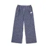 Pantalones Casuales Rectos de Encaje a Cuadros Primavera/Verano Heyhenry para Mujer, Holgados, Relajados, Versátiles, Cintura Elástica