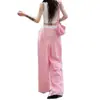 Pantalones de Cuadros Rosas de Pierna Ancha para Mujer, Novedad Verano 2026 de Cintura Alta, Holgados Rectos Casuales, Estilo Yamamoto Sueltos y Adelgazantes