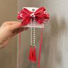 Acessórios de Cabelo de Férias para Crianças Grande Adorno de Cabeça Vermelho Festivo Grampo de Cabelo para Meninas Grampo de Cabelo com Laço de Flor Pequena Acessórios de Cabelo para o Ano Novo Hanfu Venda por Atacado