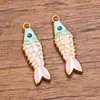 Encanto de Animal Marino Esmaltado de Color Acero Inoxidable Doble Cara 8X27mm Colgante de Pez Accesorios para Pendientes Collares DIY