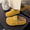 Moda Primavera 2026 Color Caramelo Versátil de Una Correa Capibara Suela Gruesa Exterior Estilo Birkenstock Mocasín Medio para Mujer