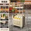 Carrito de Compras para el Hogar, Carrito Plegable Portátil de Doble Capa, Carrito de Compras Portátil con Barra de Tiro de Gran Capacidad