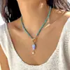 Moda Europea y Americana Transfronteriza Estilo Bohemio de Resort de Playa Collar de Hilo de Perlas de Arroz Perlas Concha Vieira Fabricante Mayorista