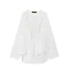 Moda Europeia e Americana Cross-Border Aliexpress Primavera e Verão Popular Confortável Casual Versátil Gola V Cadarço Camisa de Chiffon