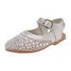 Sandalias para niña 2025 verano nuevas sandalias tejidas de moda suela suave zapatos de punta cerrada moda casual zapatos modernos para niña