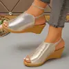 Sandalias de cuña casuales cómodas para mujer de talla grande, estilo slip-on, nuevas de verano 2026, talla única para todos
