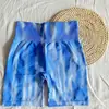 Nuevos Pantalones de Yoga Tie-Dye Aurora Control de Abdomen Levantamiento de Glúteos Color Durazno Pantalones de Fitness Shorts Deportivos para Mujer Shorts de Yoga Listos en Stock