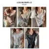 Camiseta de Manga Corta Holgada Estilo Perezoso con Cuello en V y Estampado de Copos de Nieve de Algodón para Mujer, Versión Coreana, Top Básico Casual Color Sólido Versátil