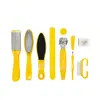 Set de limas para pies para eliminar callosidades de piel muerta, lima de placa para pies de acero inoxidable, cuchillo para pedicura, piedra de lijado para placa de pies, set para frotar la placa de pies
