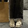 Botas Curtas Estilo Branco para Mulheres, Plataforma Impermeável, Salto Grosso, Botas Finas, Botas Curtas para Pessoas Baixas, Botas de Cano Curto Estilo Francês para Tornozelo, Solas Grossas