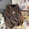 Suéter com Capuz Solto e Relaxado Estilo Coreano para Mulheres, Outono e Inverno 2026 Suéter de Tricô Macio e Grosso com Cordão