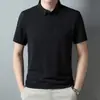 Camisa Polo de Manga Corta para Hombre de Seda de Hielo para Verano 2026, No Necesita Planchado, Camiseta Jacquard Casual para Hombre con Cuello de Solapa