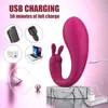 Vibrador vestible con forma de conejo controlado por app, control inalámbrico remoto, juguete sexual dual-vibración para adultos para mujeres