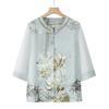 Roupas de Verão da Mamãe 2025 Novo Conjunto para Meia-Idade e Idosos Camiseta Casual de Verão da Vovó Estilo Chinês Conjunto de Duas Peças de Manga Curta