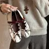 Zapatos Mary Jane de Piel de Vaca de Primera Capa para Mujer, Zapatos Planos, Nuevo Estilo de Principios de Primavera, Piel Genuina por Dentro y por Fuera, Lazo, Punta Redonda, Zapatos de Boca Baja Individuales para Mujer