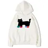 Sudadera con Capucha Estampado de Gato Lindo para Mujer Borgoña Holgada Superior Moderna