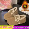 Sapatos Birkenstock Versáteis com Solado Grosso para Aumento de Altura para Mulheres, Novo Estilo Inverno 2025, Forrados com Lã, Espessados, Sapatos de Algodão Quentes, Calçados de Inverno Modernos