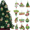 Adornos Colgantes de Madera de Grinchs Navideños Transfronterizos Cewewp Grinchs Decoraciones Navideñas Adornos Colgantes Verdes Navideños