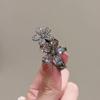 Horquilla de pelo de diamantes de cristal de alta calidad estilo retro de Corea del Sur con dulce temperamento y flor de diamantes de imitación con clip lateral, pinza para flequillo femenino