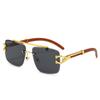 Gafas de sol nuevas 2022 con estampado de madera y cabeza de leopardo para mujer y hombre, doble puente con adorno, gafas de sol con protección solar, gafas de explosión transfronteriza