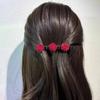 High-end Retro Rosa Vermelha Flocada Franja Clipe Cabelo Quebrado Grampo de Cabelo Acessórios para o Cabelo Ano Novo Vermelho Meio Xale Cabelo Pato Clipe