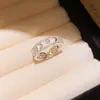 Anillo Abierto de Estrella Hueca con Circonita Galvanizado en Oro Real de 18K, Anillo de Lujo Ligero de Gama Alta, Joyería Exquisita de Nicho para Mujeres