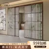 Sistema Perfecto Estético de la Canción: Puerta Deslizante de Tres Vínculos de Madera de Nogal para Cocina, Puerta Divisoria Deslizante para Sala de Estar y Balcón, Puerta Deslizante con Riel Colgante