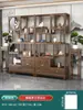 Gabinete de Múltiples Tesoros Estilo Chino de Madera Maciza Gabinete de Té Estante de Almacenamiento Divisor de Olmo Adorno Gabinete de Té de Oficina Vitrina