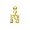 Andywen Plata S925 Accesorios de Letras Microincrustados Colgante de Letra Inglesa Simple y Versátil Pendientes Colgantes de 26 Letras