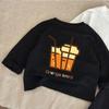 Camiseta de Algodón para Niños 2025 Dibujos Animados Manga Larga Nuevo Top de Otoño para Niño Pequeño y Mediano Bolsillo Camiseta Base Coreana T