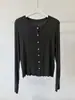 Suavidad Narrada LigeramenteOtoño Temprano Simple Cómodo Cardigan de Punto con Volantes Cuello Redondo de Tencel Acetato Lana Top para Mujer