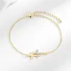 Pulseira de Pingente de Cruz Quadrada Europeia e Americana Criativa Nova com Zircônia Inlaid Cruz Dupla Ajustável Joia de Mão Feminina