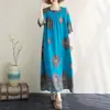 Bata de Noche de Algodón y Seda con Estampado Vintage para Mujer, Manga Corta de Verano, Corte Holgado, Tallas Grandes, Vestido Estilo Vacaciones para Mujeres de Mediana Edad y Mayores