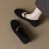 Zapatos de Mujer de Moda Versátiles Mary Jane, Zapatos de Suela Suave de Punta Cuadrada y Tacón Bajo, con Hebilla Metálica, Boca Baja, para Primavera y Otoño 2026