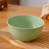 Tigela de Palha de Trigo Resistente a Quedas Doméstica Tigela de Arroz Infantil Plástico Antiderrapante Tigela de Sopa Tigela para Macarrão Instantâneo Conjunto com Colher Tigela Grande Louça