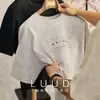 Camiseta de Moda con Cuello Redondo para Hombre, Verano, Estampado de Letras, Tie-Dye, Manga Corta, Casual, Hombros Caídos, Top Holgado
