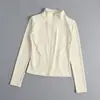 Nuevo Abrigo de Fitness para Mujer Ajustado de Secado Rápido Protector Solar Adelgazante Top de Manga Larga Profesional para Correr Entrenamiento Deportivo Ropa de Yoga