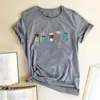 Camiseta com estampa de café gelado com topo de neve manga curta estilo europeu e americano top transfronteiriço AliExpress verão novo 2022