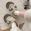Lindas pantuflas de algodón esponjoso con temática de gatos para mujer, perfectas para el invierno, estudiantes y uso en interiores; pantuflas de felpa gruesas, de suela suave y cálidas
