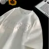 Camiseta de Manga Corta con Relieve Estilo Americano para Hombre, Nuevo Top Casual de Gamuza para Verano, Camiseta Holgada y Elegante de Media Manga