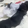 Ribete de Encaje de Gasa Plisada Elástica Blanca y Negra de 6 cm de Ancho para Bordes de Ropa y Cuellos, Accesorios para Ropa de Mascotas y Muñecas