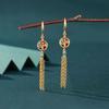 Diseño Nicho Original de Alta Gama Estilo Nacional Nuevo Chino Esmalte Color Xiangyun Aretes con Borla Joyería Elegante Retro para Mujer